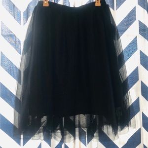 Black Long Tulle Skirt